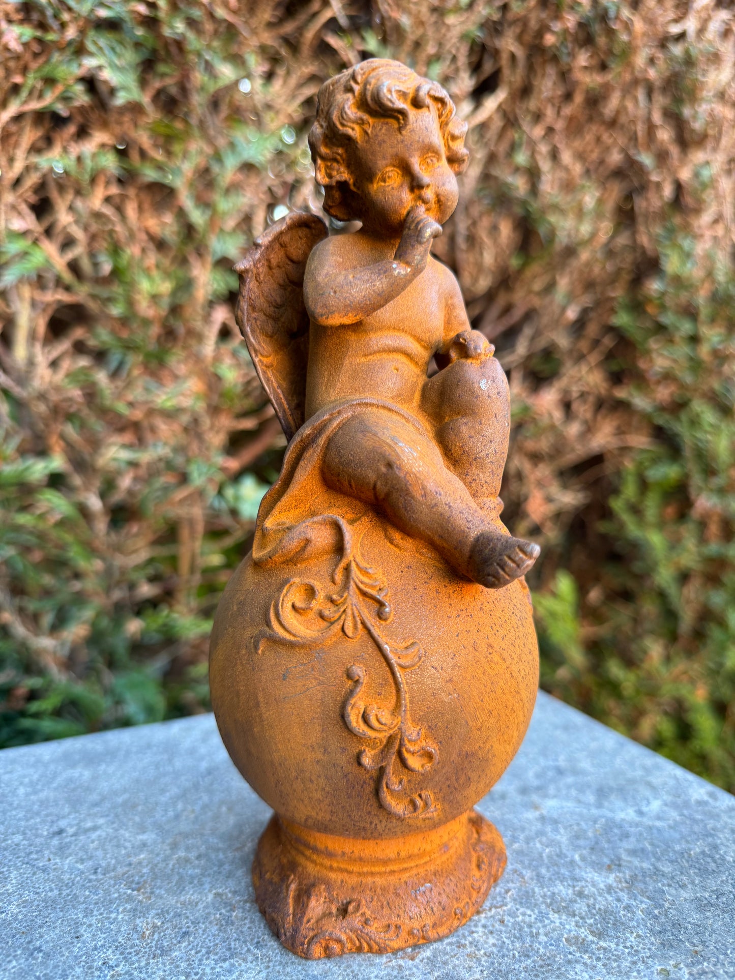 Angel on Sphere – Iron Sculpture. 10x8x9cm - 1.2Kg