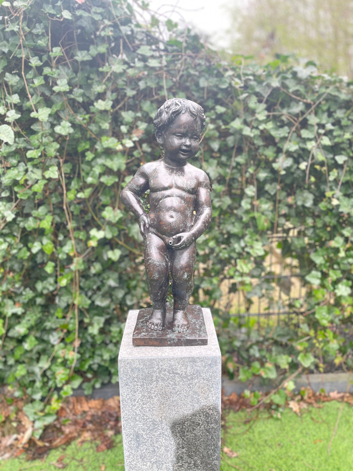 Playful Fountain Boy – Bronze Sculpture. 25x20x60cm - 5.9Kg