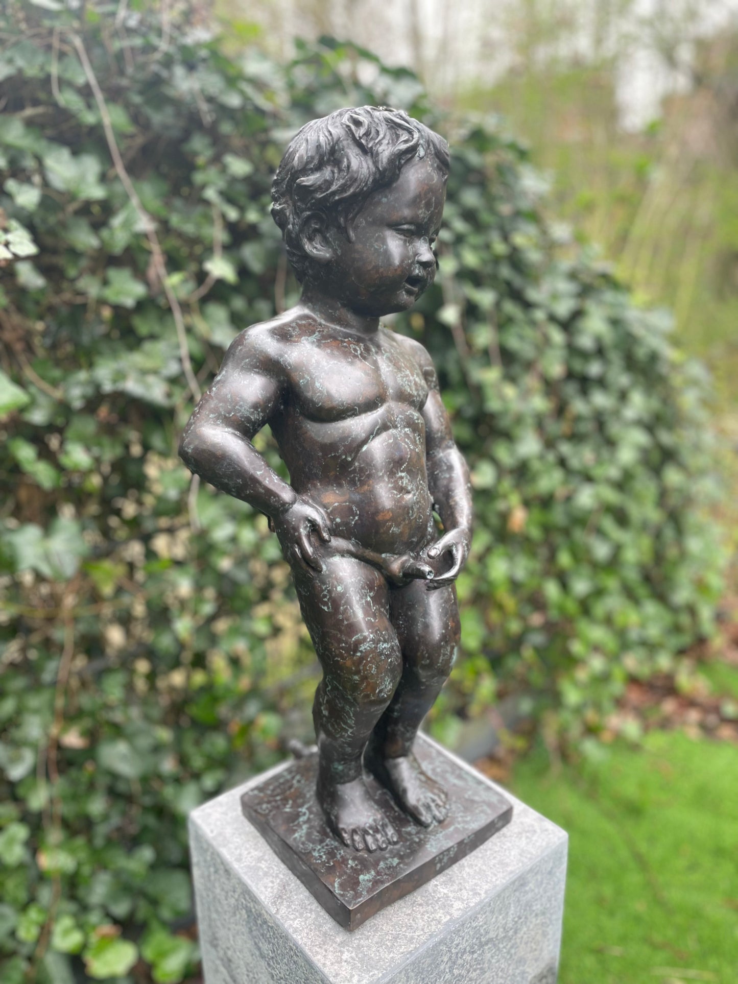Playful Fountain Boy – Bronze Sculpture. 25x20x60cm - 5.9Kg