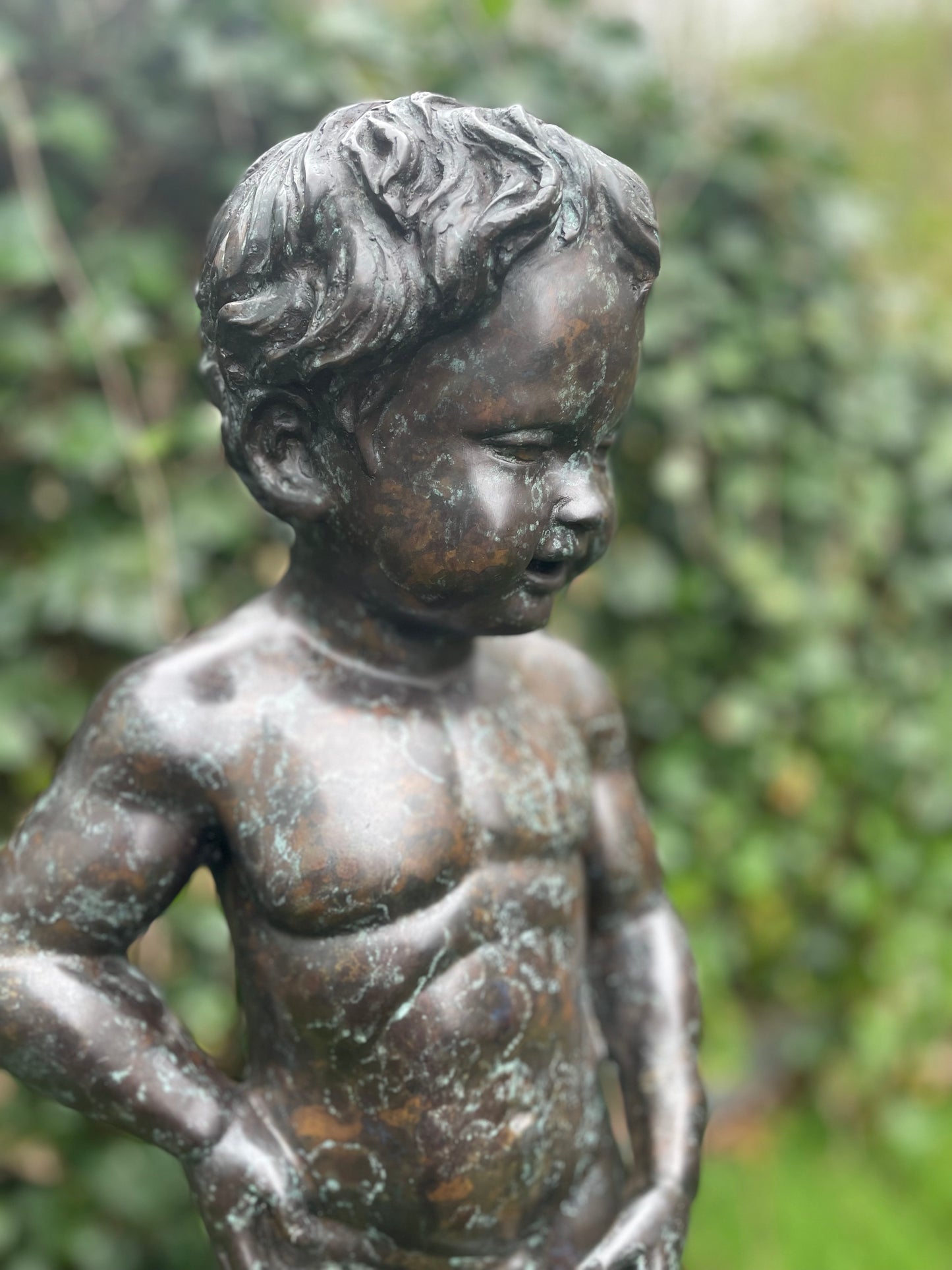 Playful Fountain Boy – Bronze Sculpture. 25x20x60cm - 5.9Kg
