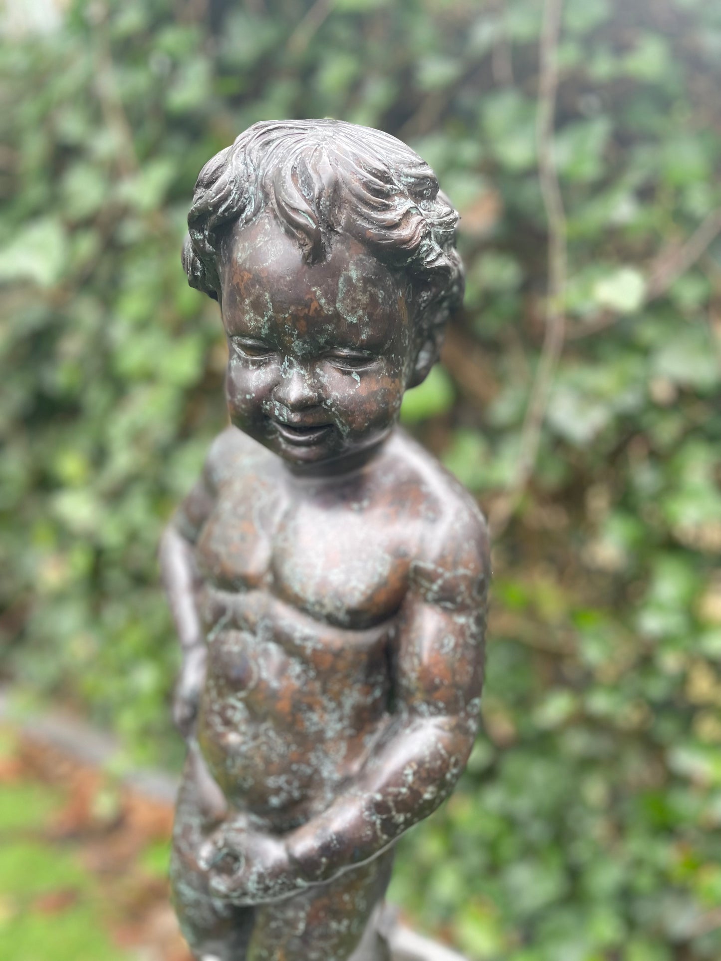 Playful Fountain Boy – Bronze Sculpture. 25x20x60cm - 5.9Kg