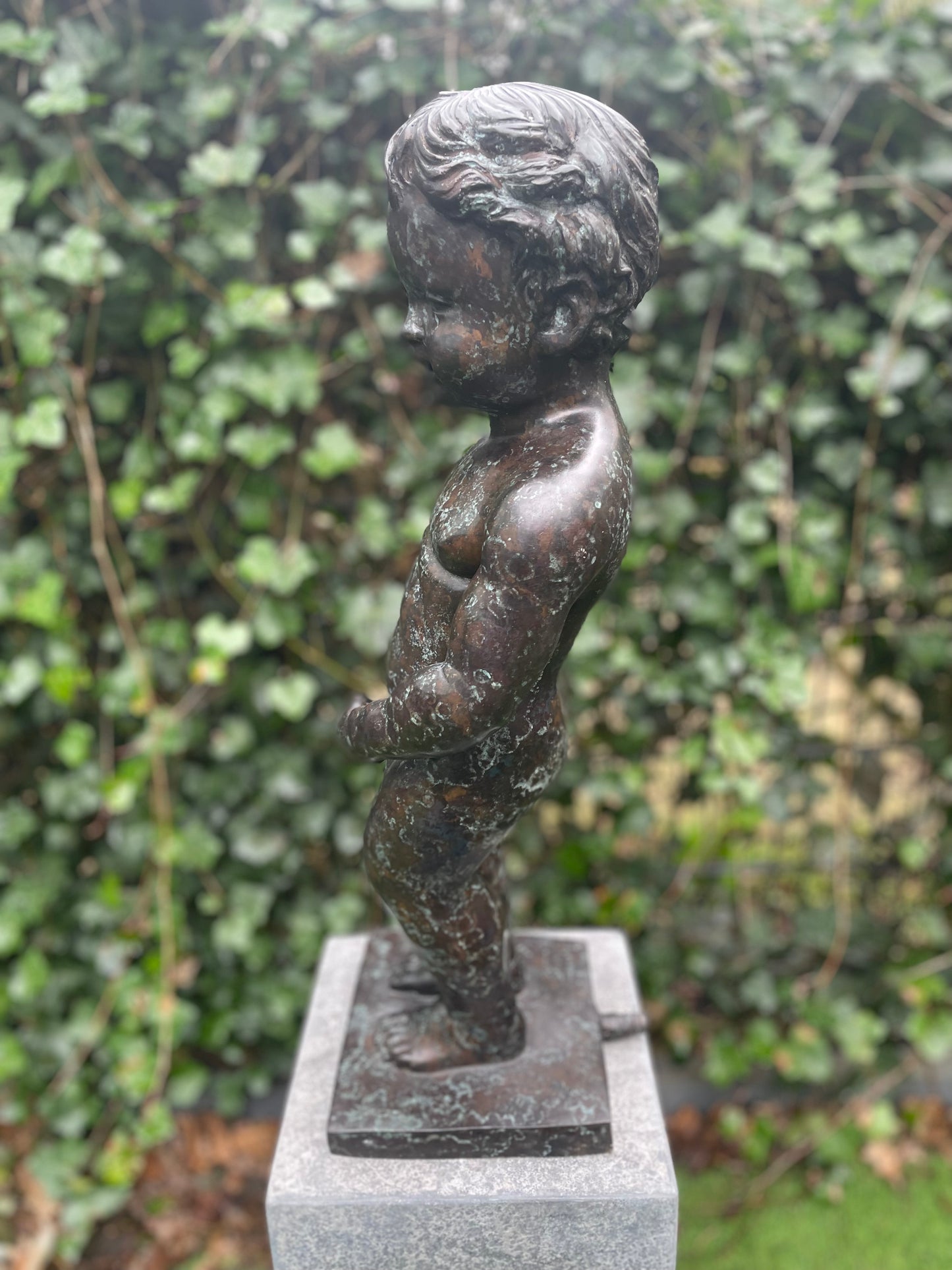 Playful Fountain Boy – Bronze Sculpture. 25x20x60cm - 5.9Kg