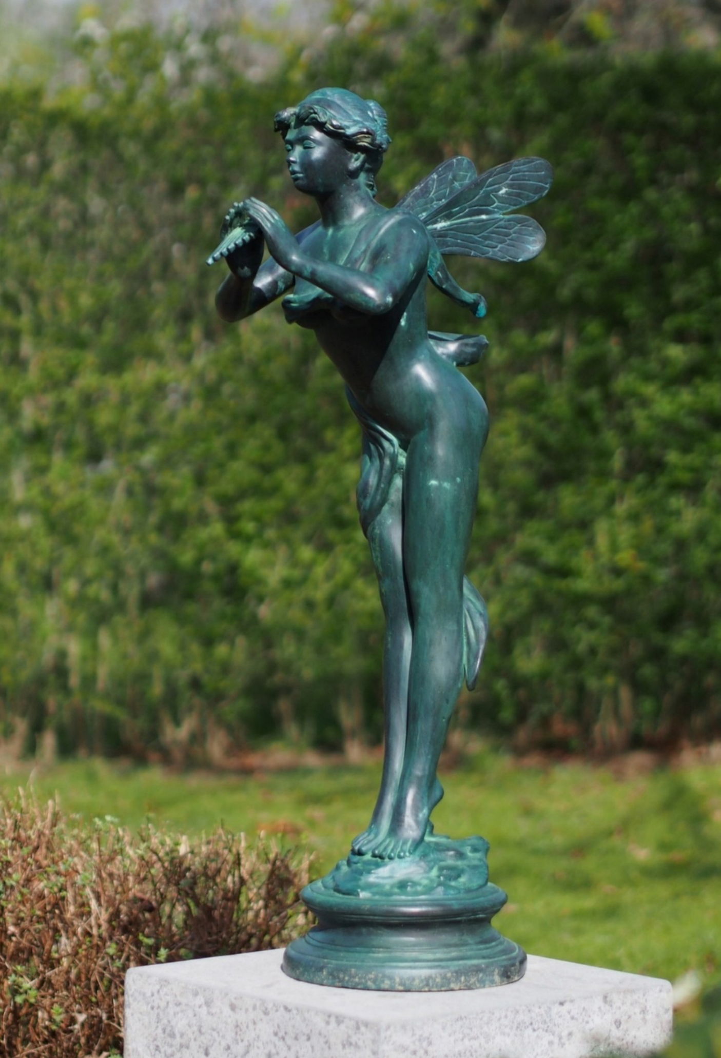 Fairy Playing Flute – Bronze Sculpture. 38x26x91cm - 15Kg