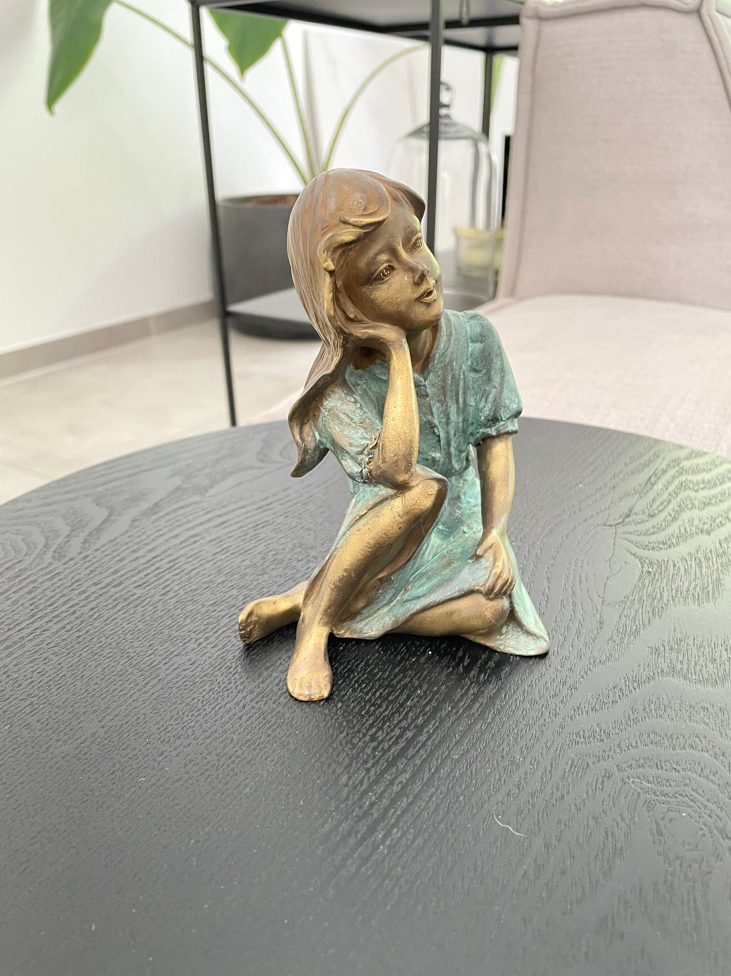 Dreaming Girl – Bronze Sculpture. 9x10x13cm