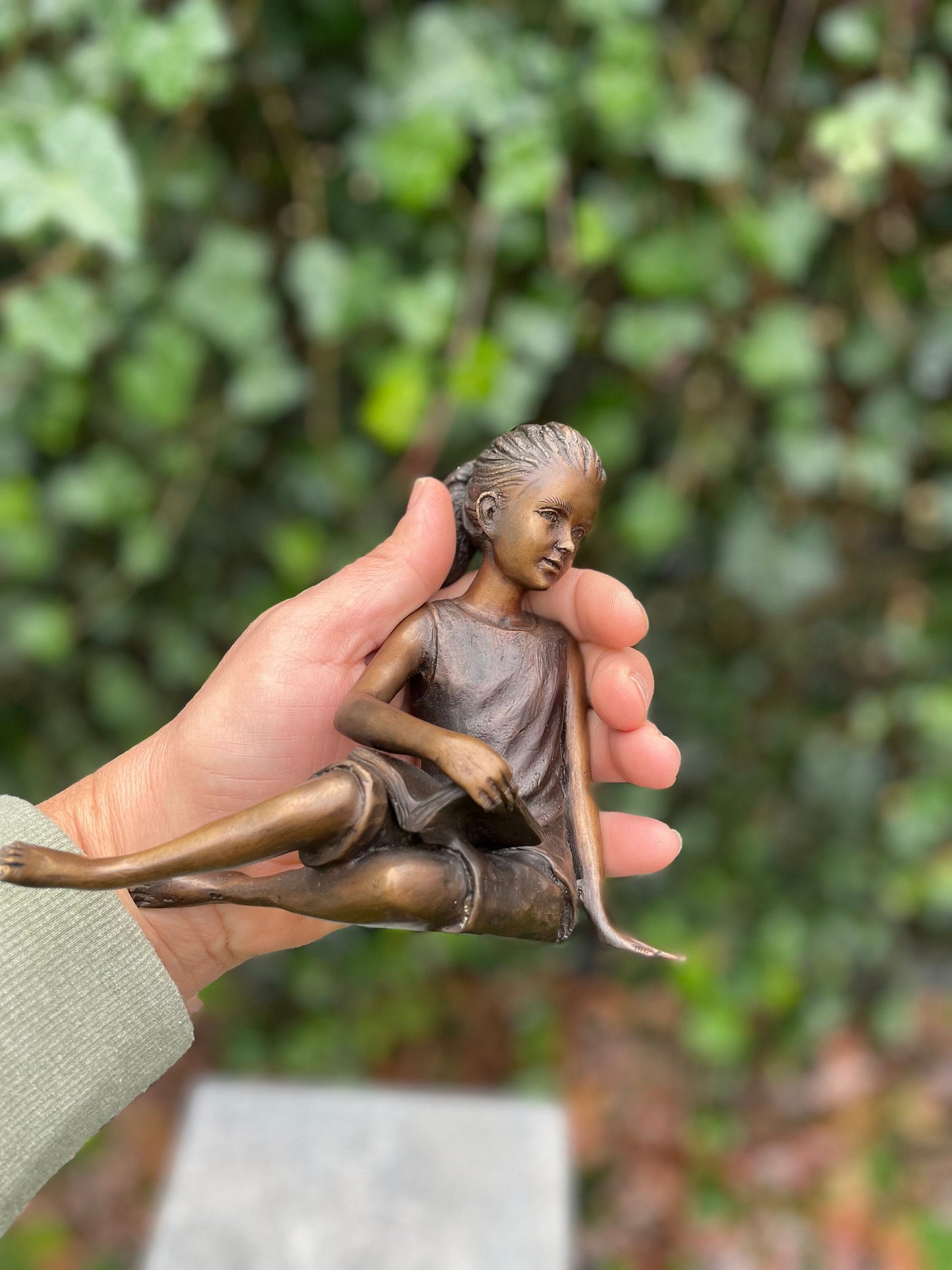 Reading Girl – Bronze Sculpture. 14x8x14cm - 0.8Kg