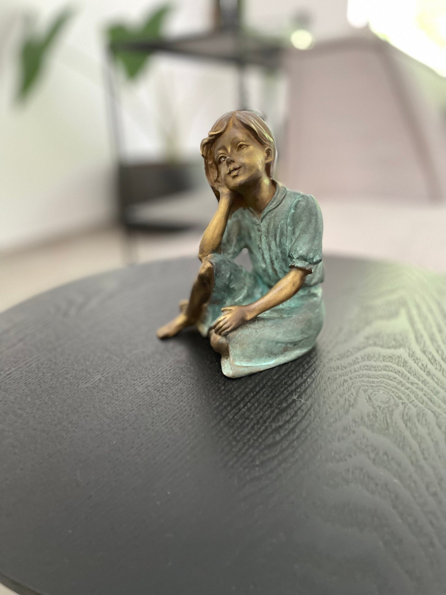Dreaming Girl – Bronze Sculpture. 9x10x13cm