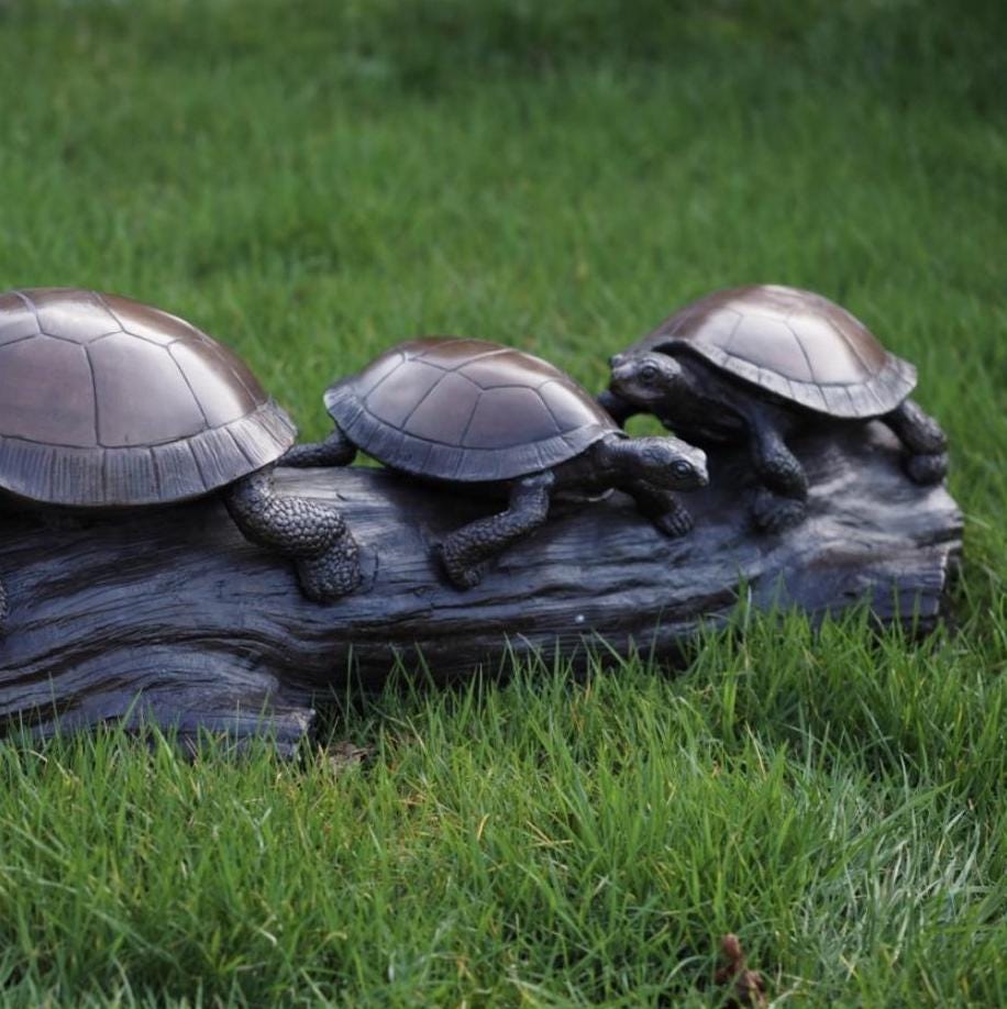 Turtle Family on Log – Bronze Sculpture. 90x30x29cm - 24Kg