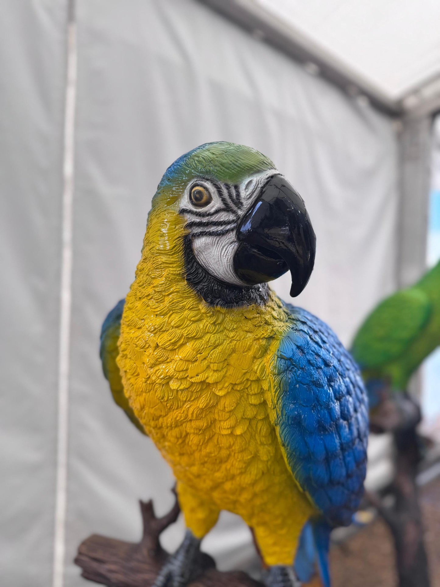 Blue Macaw on Branch – Bronze Sculpture. 70x70x168cm - 15Kg