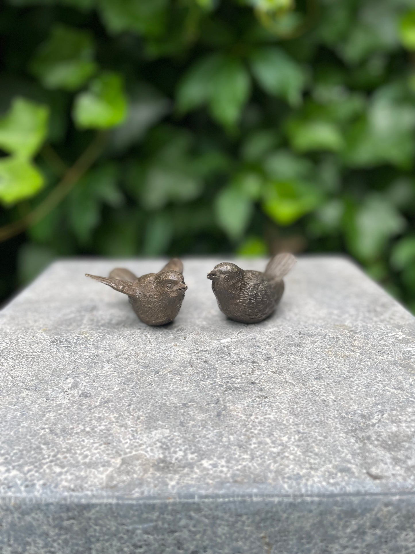 2 Bronzen Vogels 3x3x7 cm / 3x6x7cm