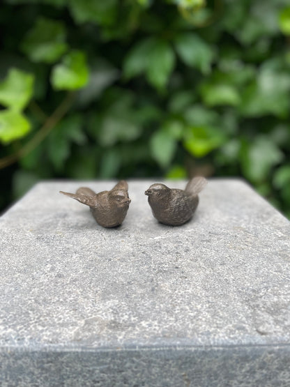 2 Bronze Birds 3x3x7 cm / 3x6x7cm