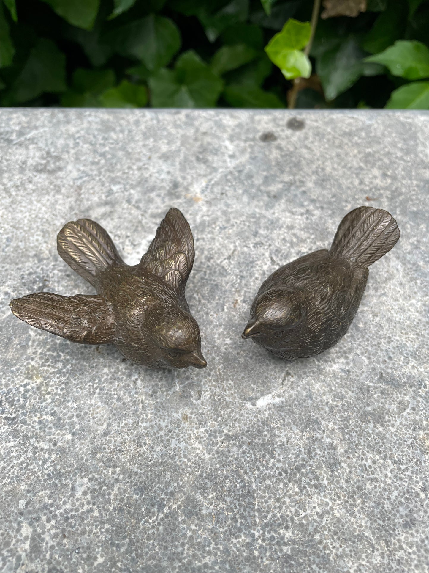 2 Bronze Birds 3x3x7 cm / 3x6x7cm