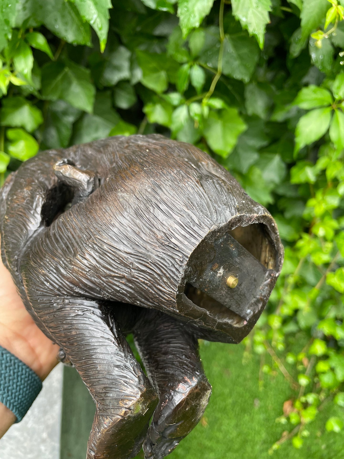 Bronze monkey with baby - chimpanzee - 17x8x9cm