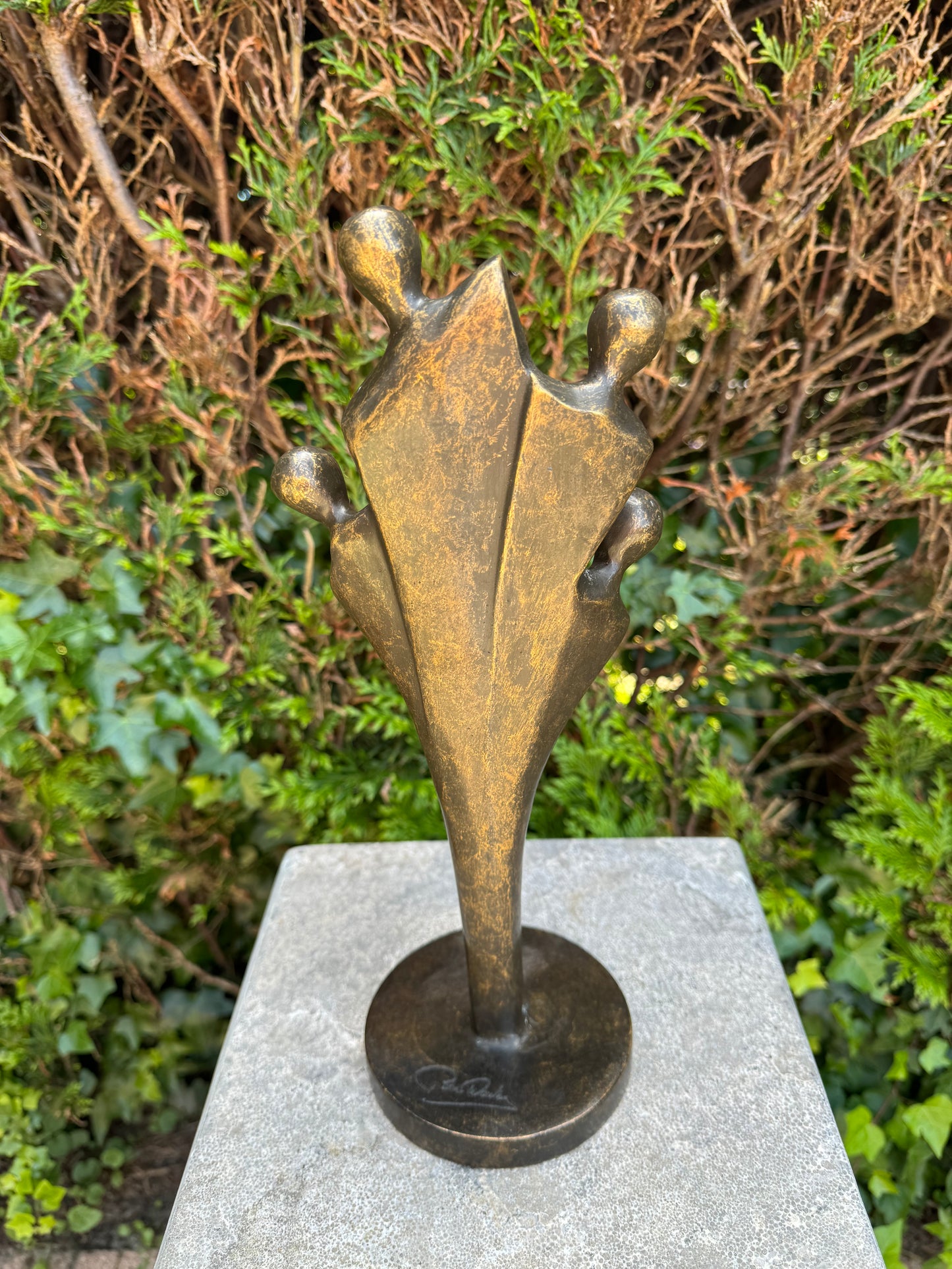 Bronzen beeld van de familie 4 personen - Tuinsculptuur - Decoratie