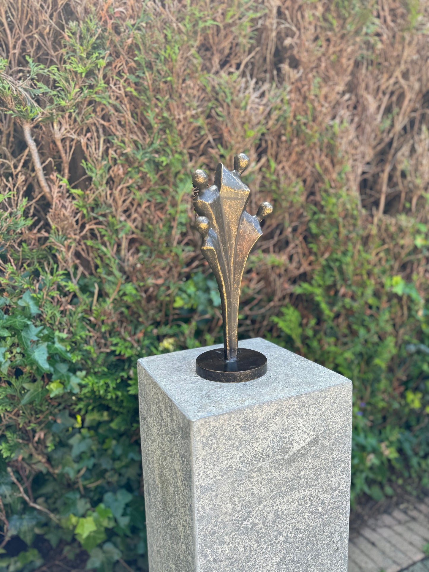 Bronzen beeld van de familie 4 personen - Tuinsculptuur - Decoratie