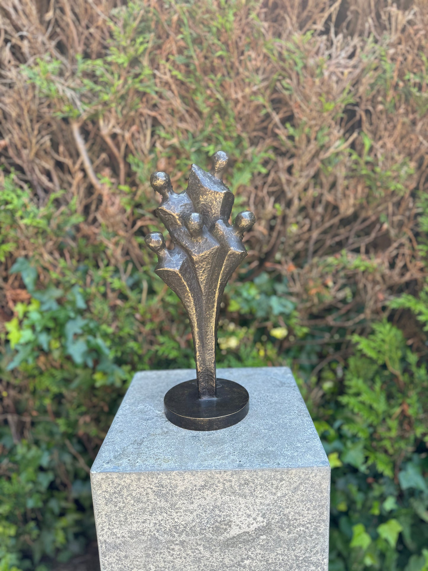 Bronzen beeld van de familie 5 personen - Tuinsculptuur - Decoratie