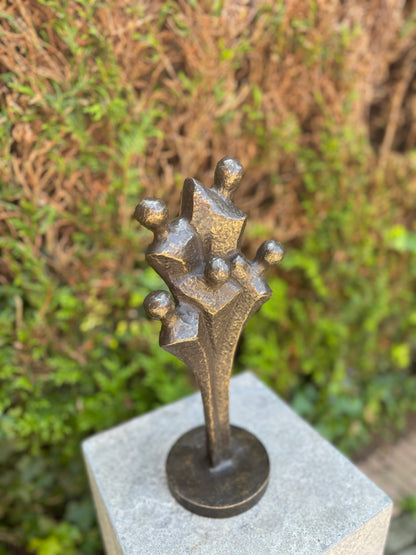 Bronzen beeld van de familie 5 personen - Tuinsculptuur - Decoratie