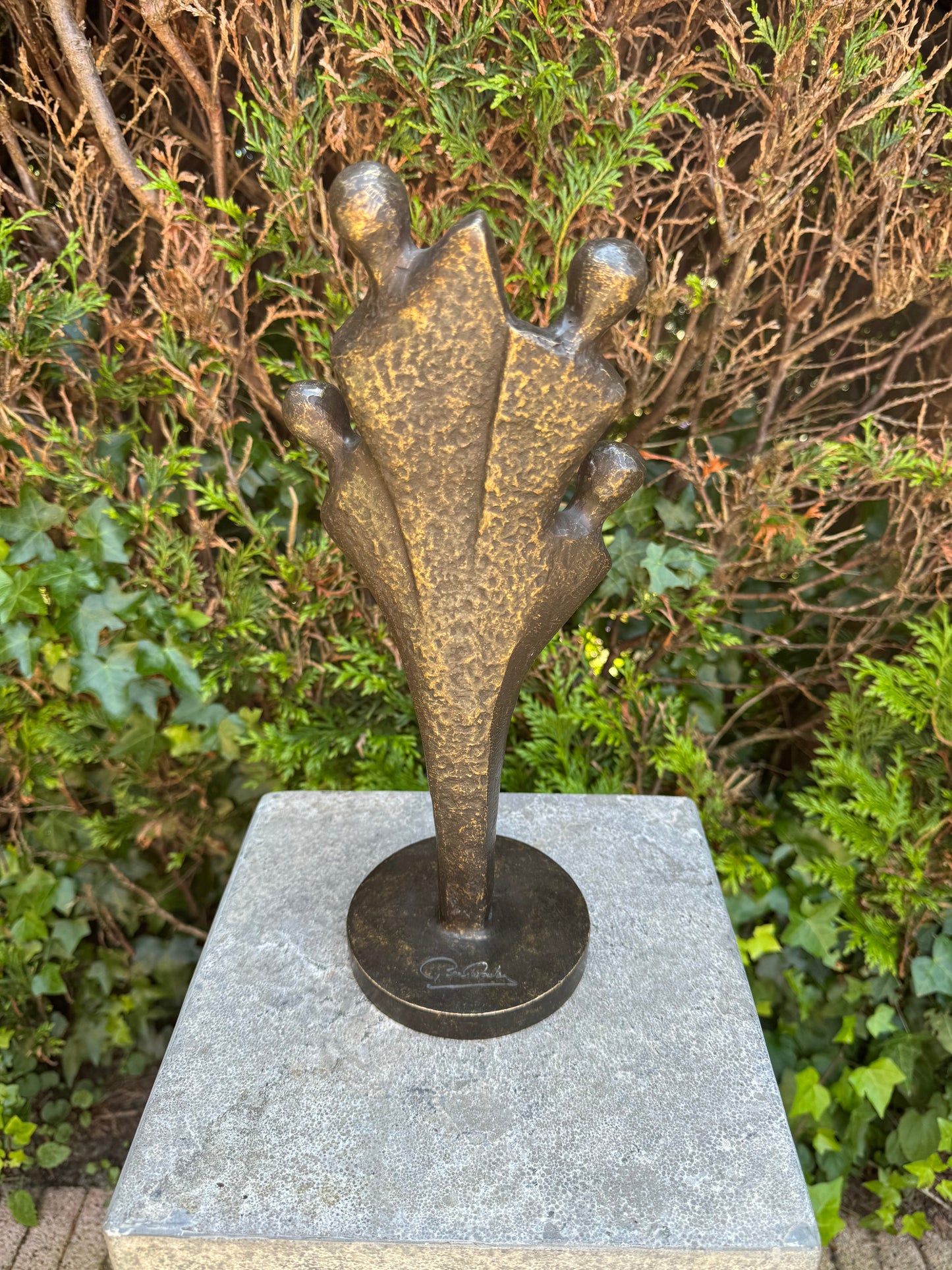 Bronzen beeld van de familie 5 personen - Tuinsculptuur - Decoratie