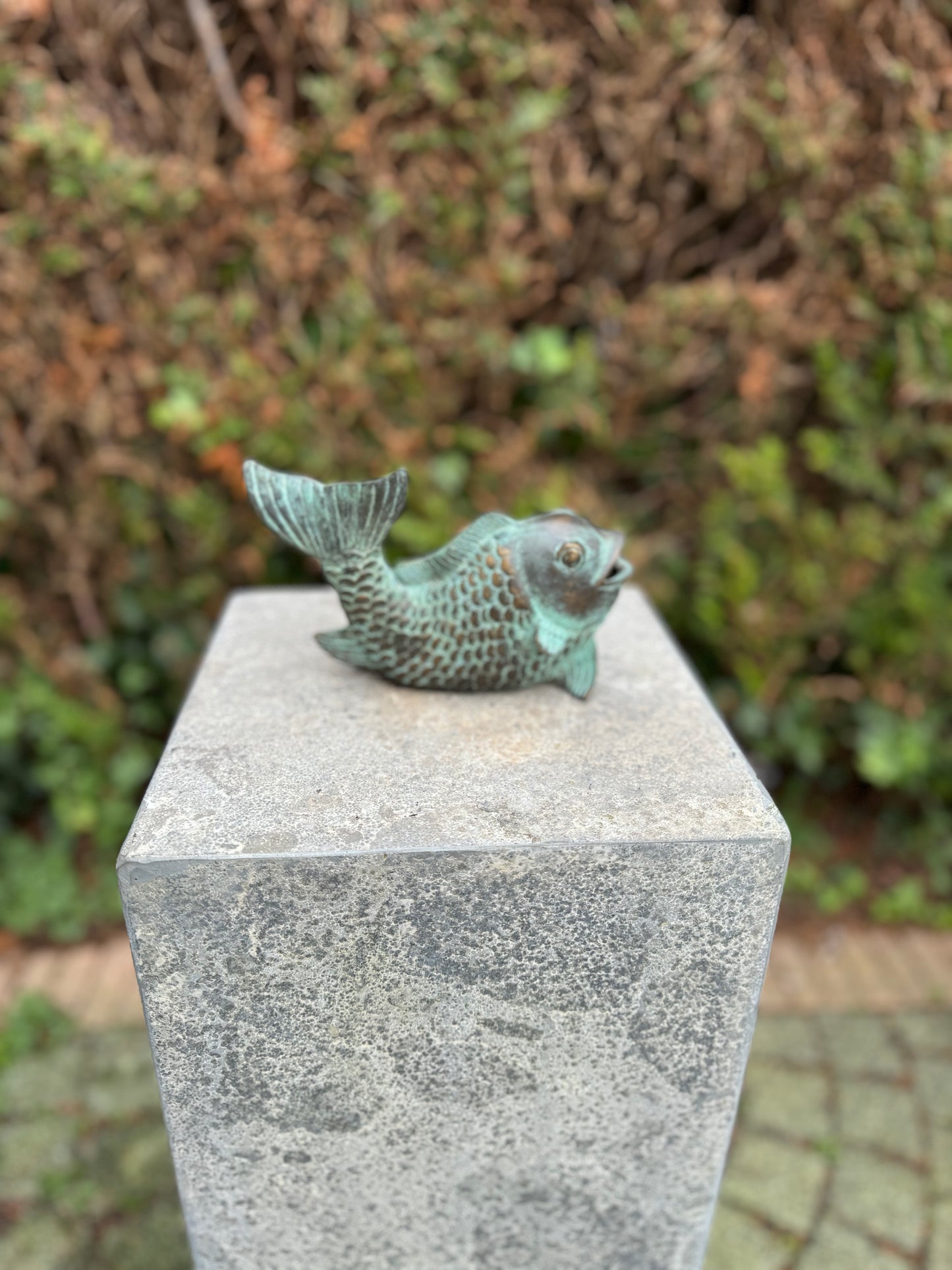 Fountain of a Bronze Fish - Garden Statue - Garden Decoration - Pond