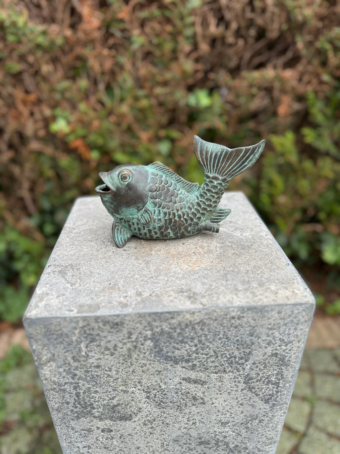 Fonte de um Peixe de Bronze - Estátua de jardim - Decoração de jardim - Lagoa