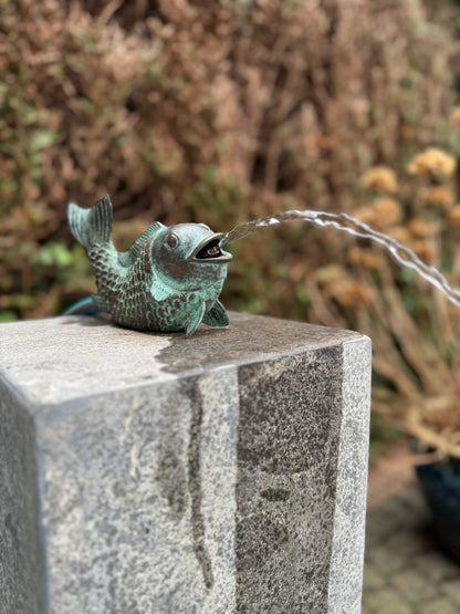 Fontein van een bronzen vis - Tuinbeeld - Tuindecoratie - Vijver