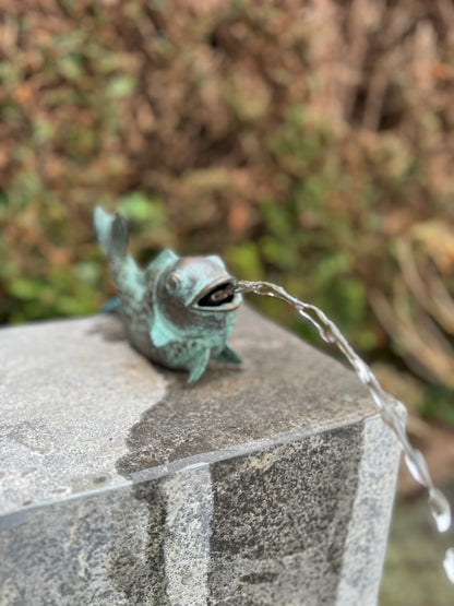 Fontein van een bronzen vis - Tuinbeeld - Tuindecoratie - Vijver