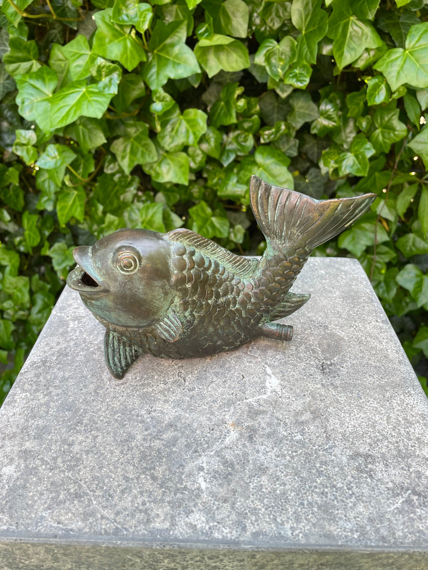 Fountain of a Bronze Fish - Garden Statue - Garden Decoration - Pond