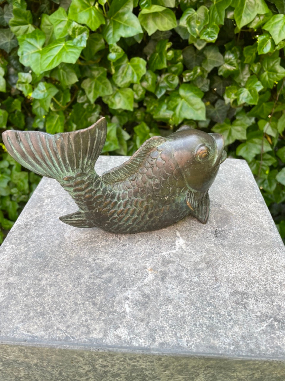 Fountain of a Bronze Fish - Garden Statue - Garden Decoration - Pond