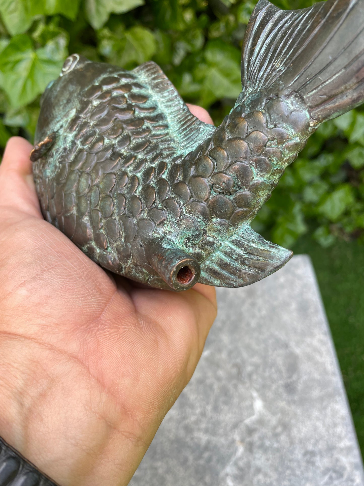 Fountain of a Bronze Fish - Garden Statue - Garden Decoration - Pond