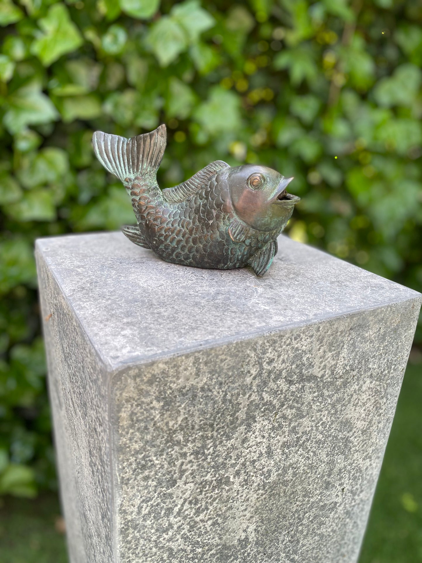 Fonte de um Peixe de Bronze - Estátua de jardim - Decoração de jardim - Lagoa