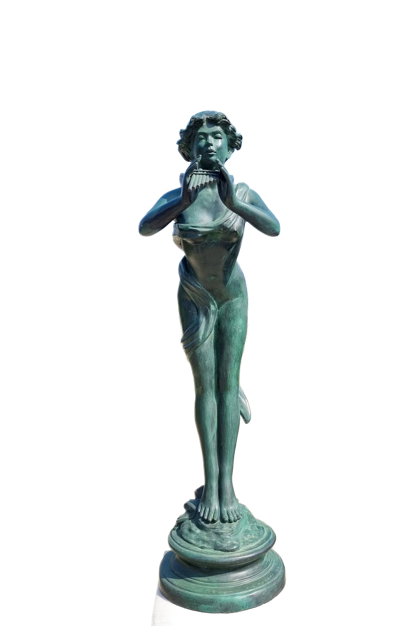 Bronze fairy with flute - 38x26x91cm - 15 Kg