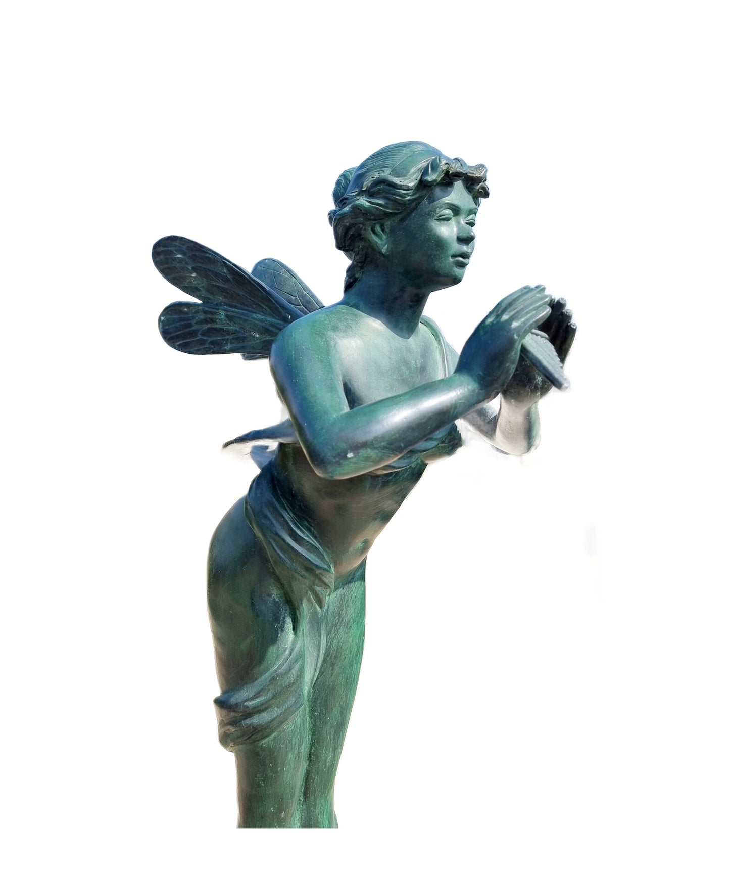 Bronze fairy with flute - 38x26x91cm - 15 Kg