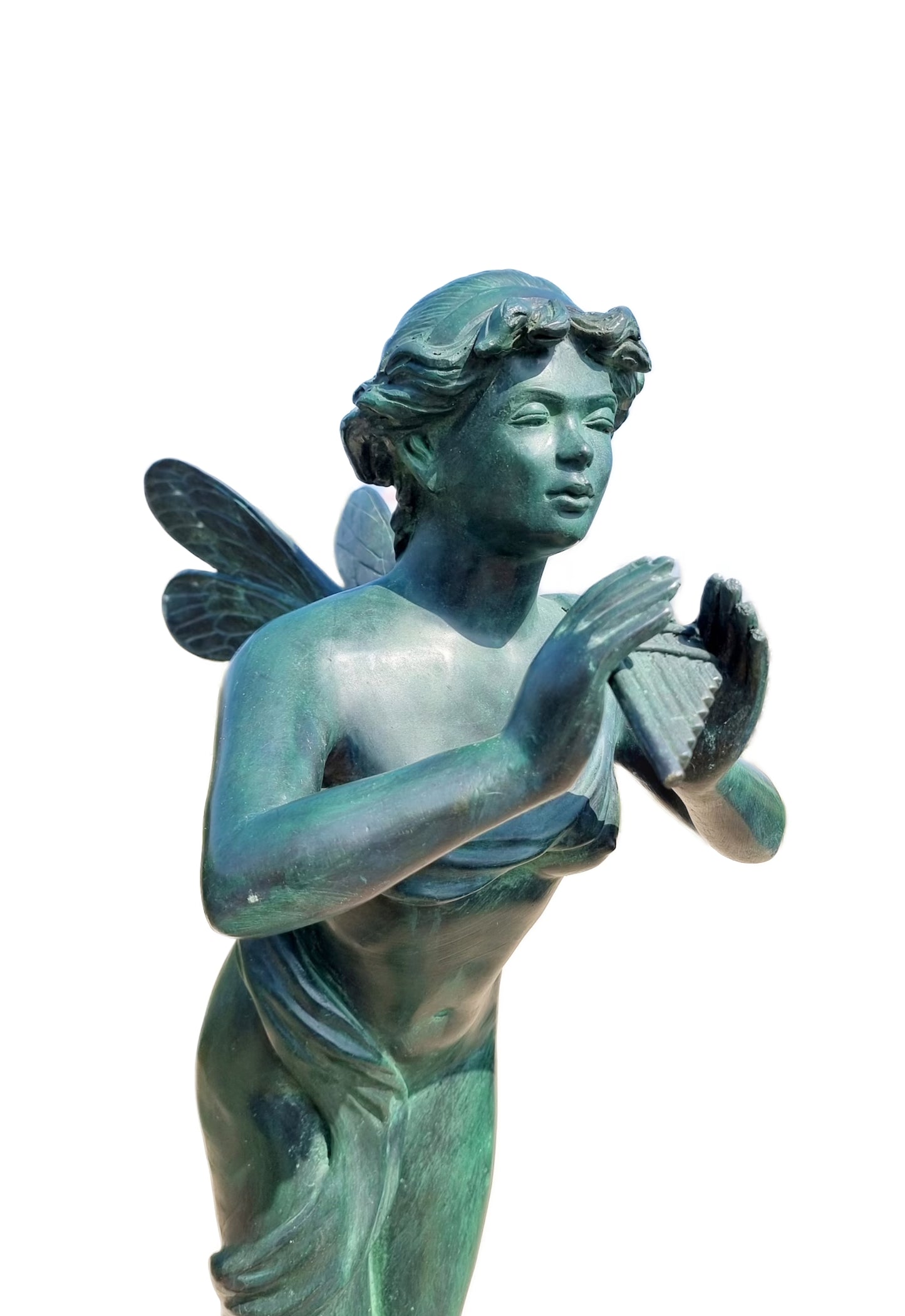 Bronze fairy with flute - 38x26x91cm - 15 Kg