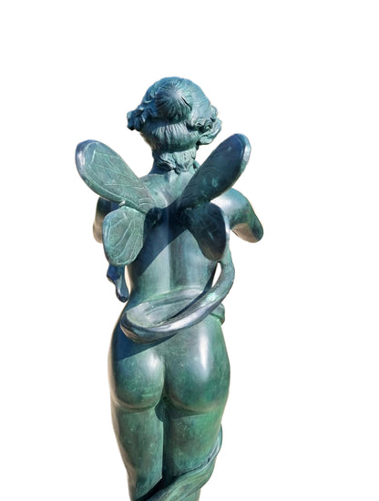 Bronze fairy with flute - 38x26x91cm - 15 Kg