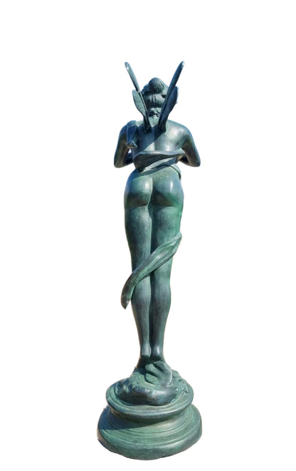 Bronze fairy with flute - 38x26x91cm - 15 Kg