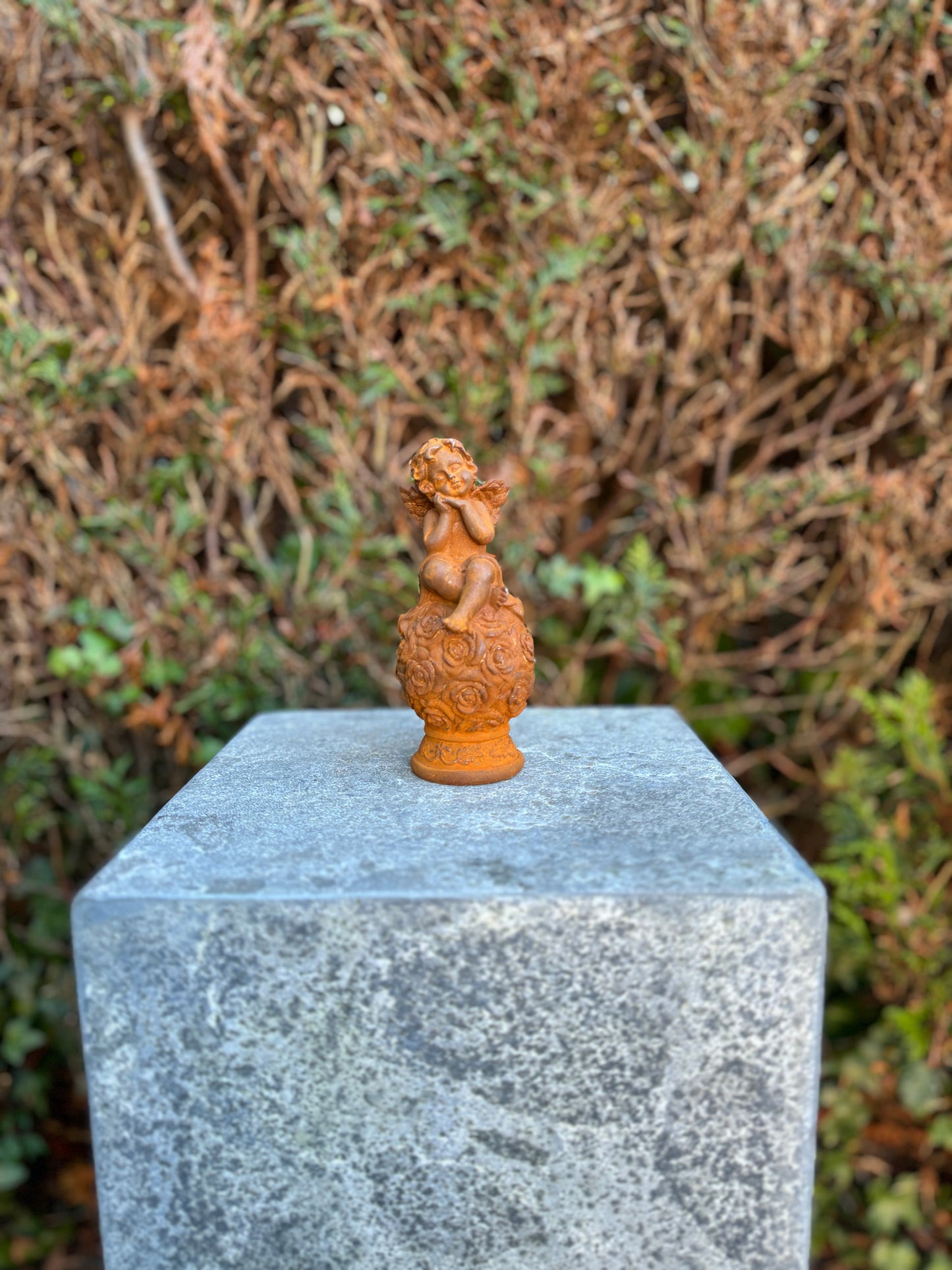 Anjo em ferro fundido enferrujado - Decoração de jardim - Escultura - Interior - Escritório - Enferrujado - 1 Kg