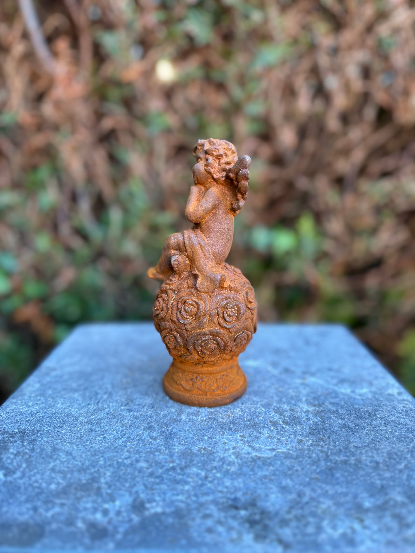 Anjo em ferro fundido enferrujado - Decoração de jardim - Escultura - Interior - Escritório - Enferrujado - 1 Kg