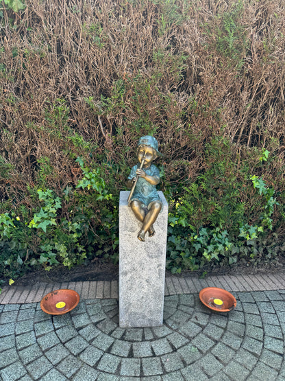 Bronze boy with flute - Fountain - Garden decoration