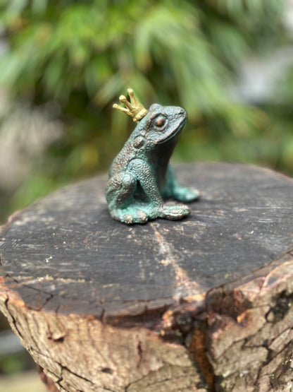 Bronzen Kikker met Kroon - Fontein - Tuinbeeld - Vijver - Tuindecoratie