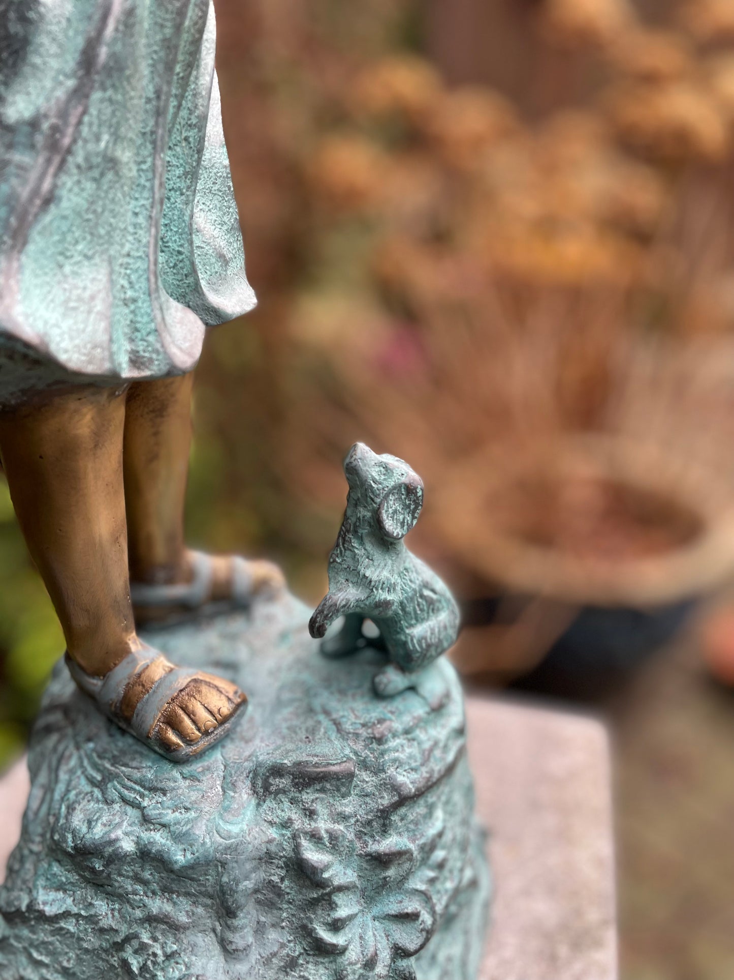 Bronze Girl Under Umbrella Fountain - Garden Decoration