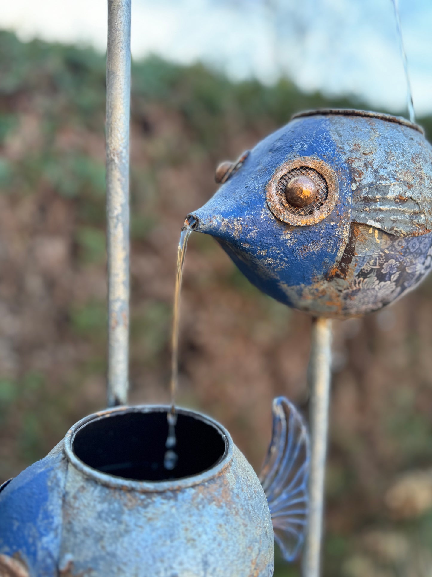 Metal Fish Fountain - Including Pump - Garden Decoration