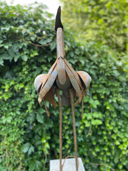 Metal crane with rust 39x28x10cm