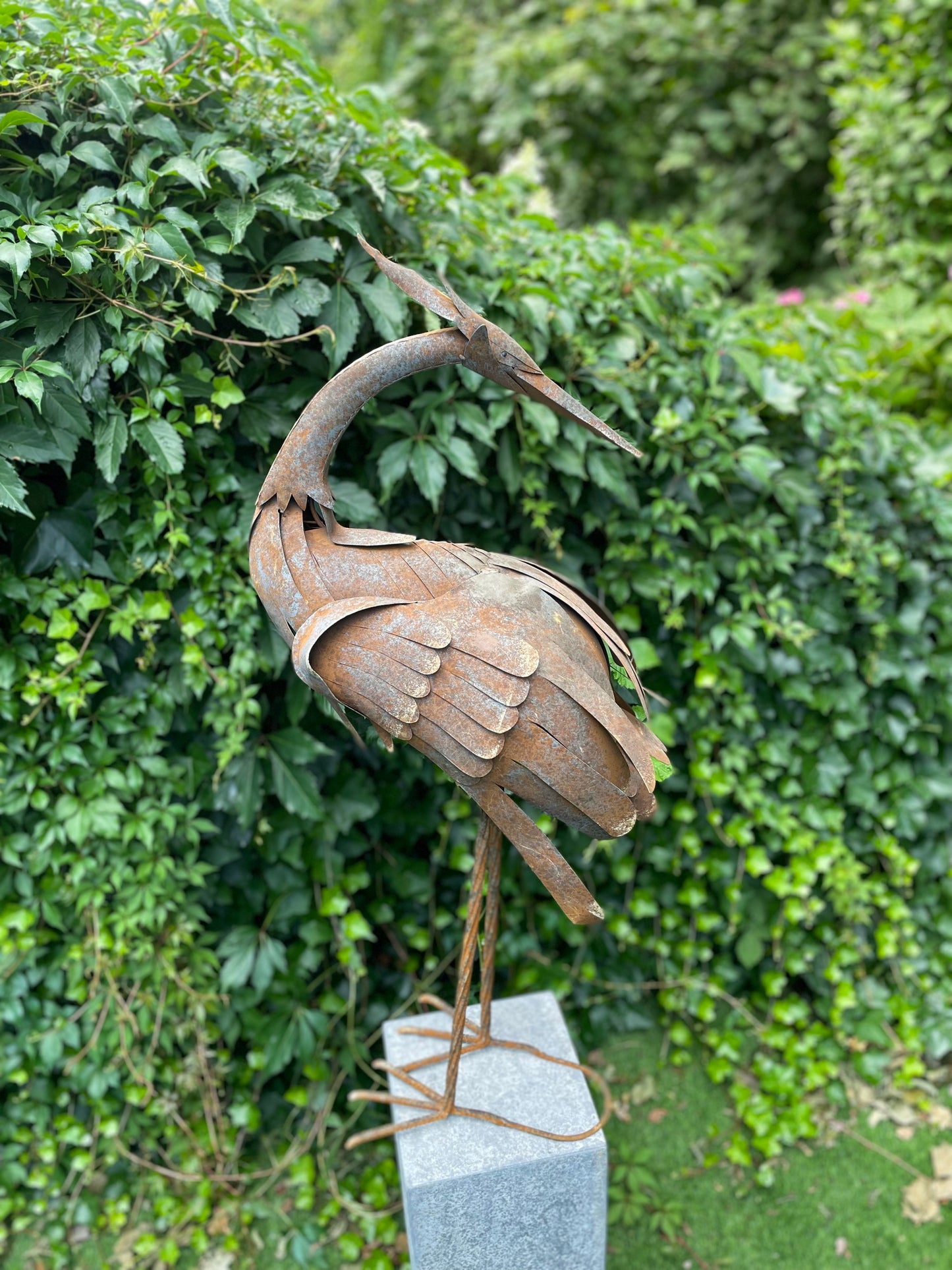 Metal crane with rust 39x28x10cm