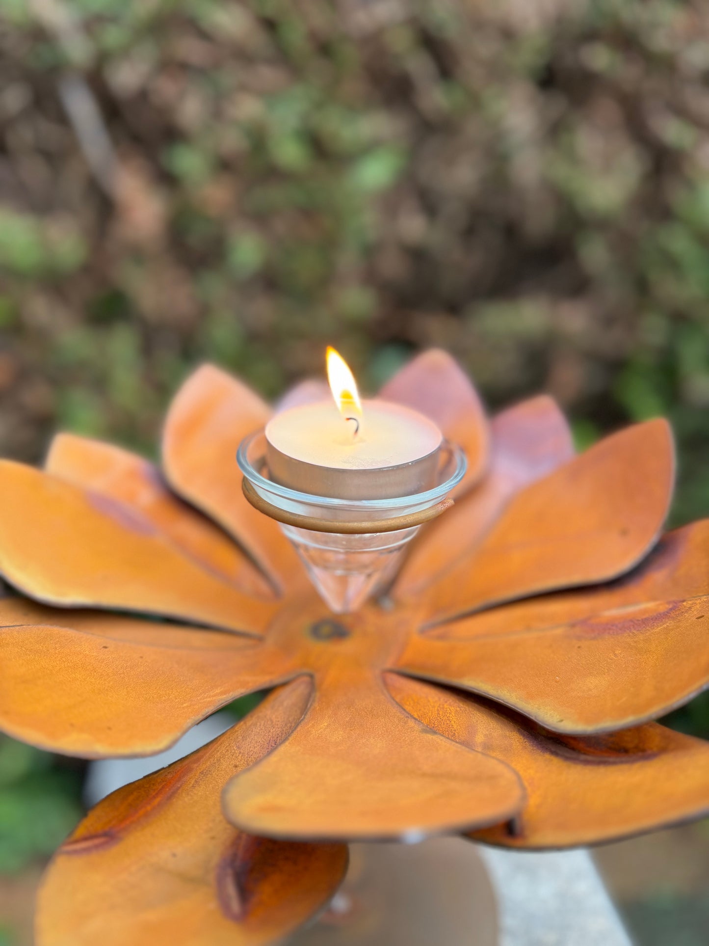 Rust Flower - Candle Holder Flower - 25x25x25cm - 1Kg