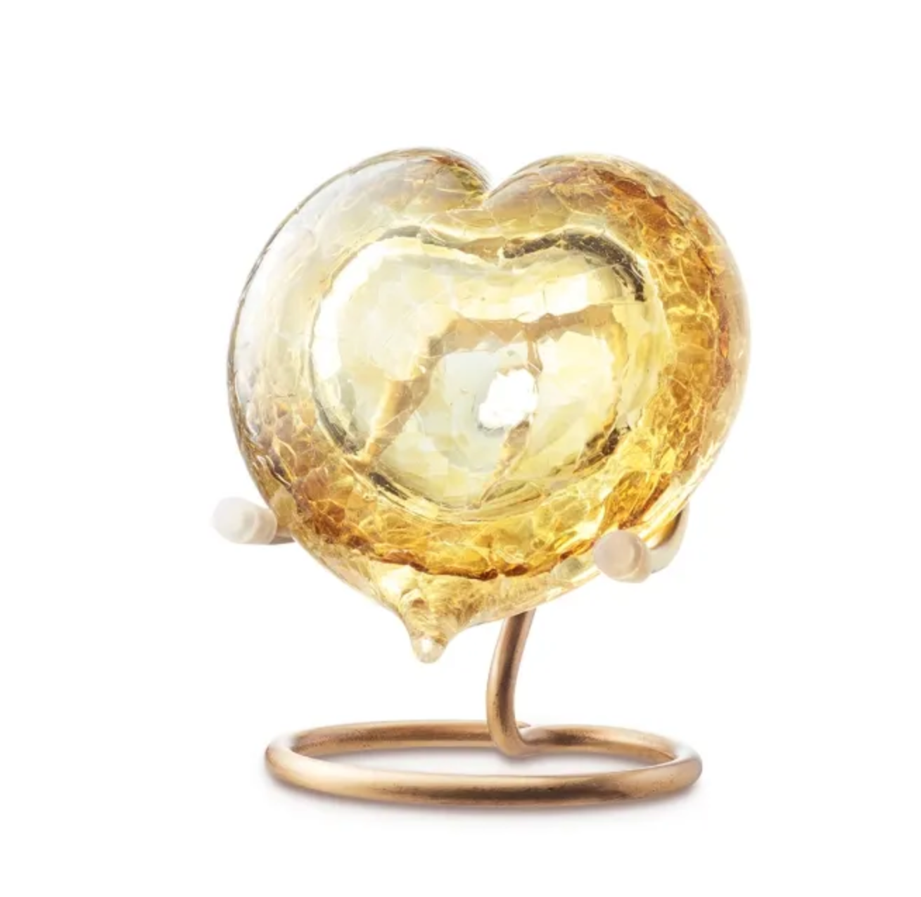 Heart Urn - Krakelee Gold - 10 cm - 50 ml of ashes - Incl. Support