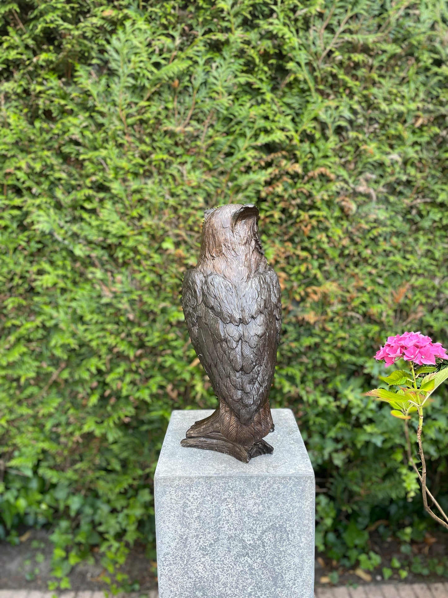 Bronze owl on branch - 20x17x42cm