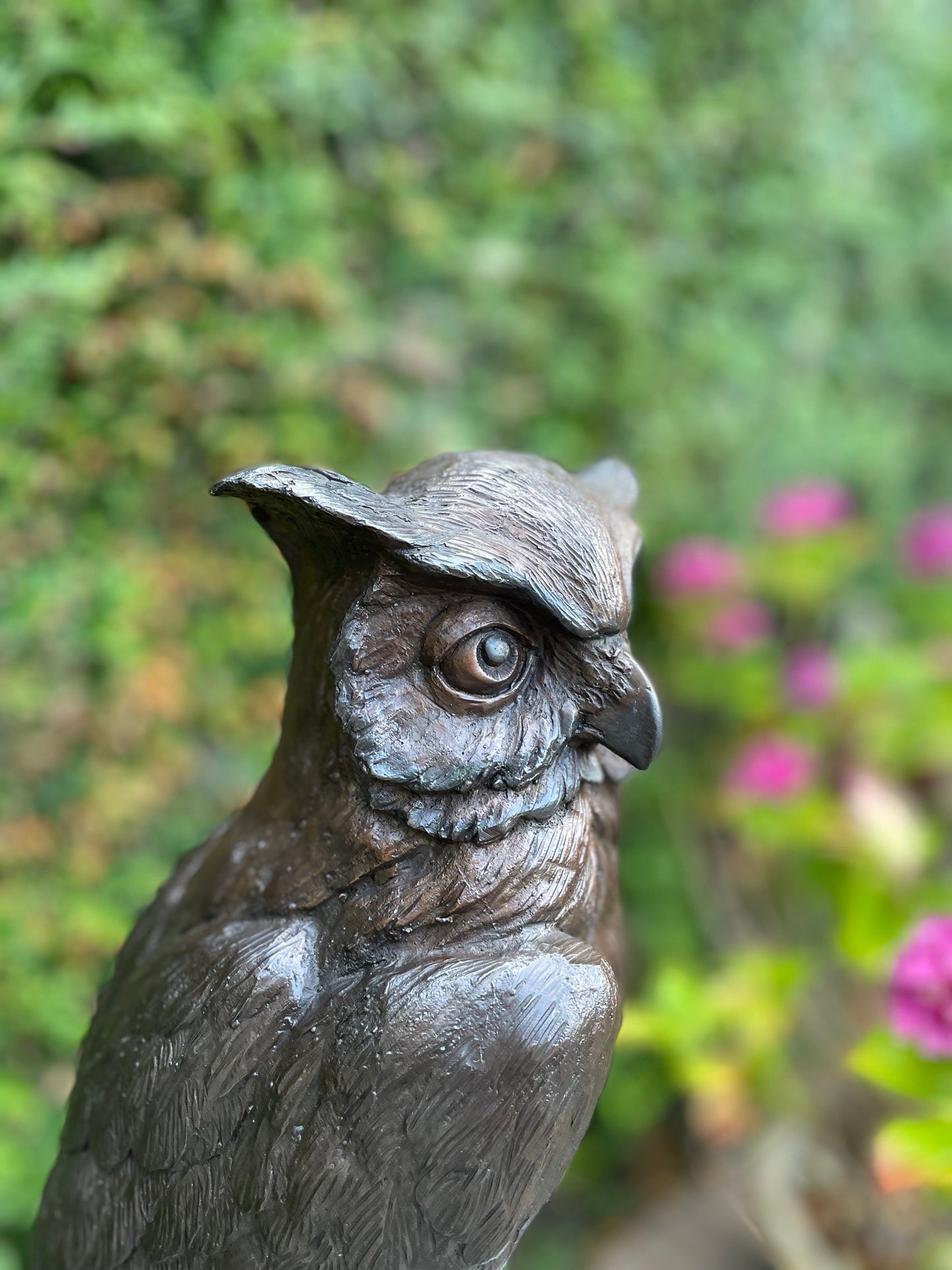 Bronze owl on branch - 20x17x42cm