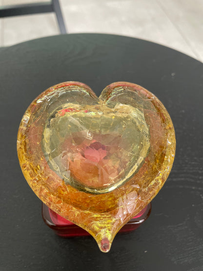 Heart Urn - Krakelee Gold - 10 cm - 50 ml of ashes - Incl. Support