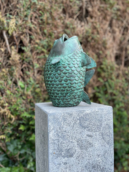 Fountain of a bronze jumping fish - Garden statue - Garden decoration - Pond