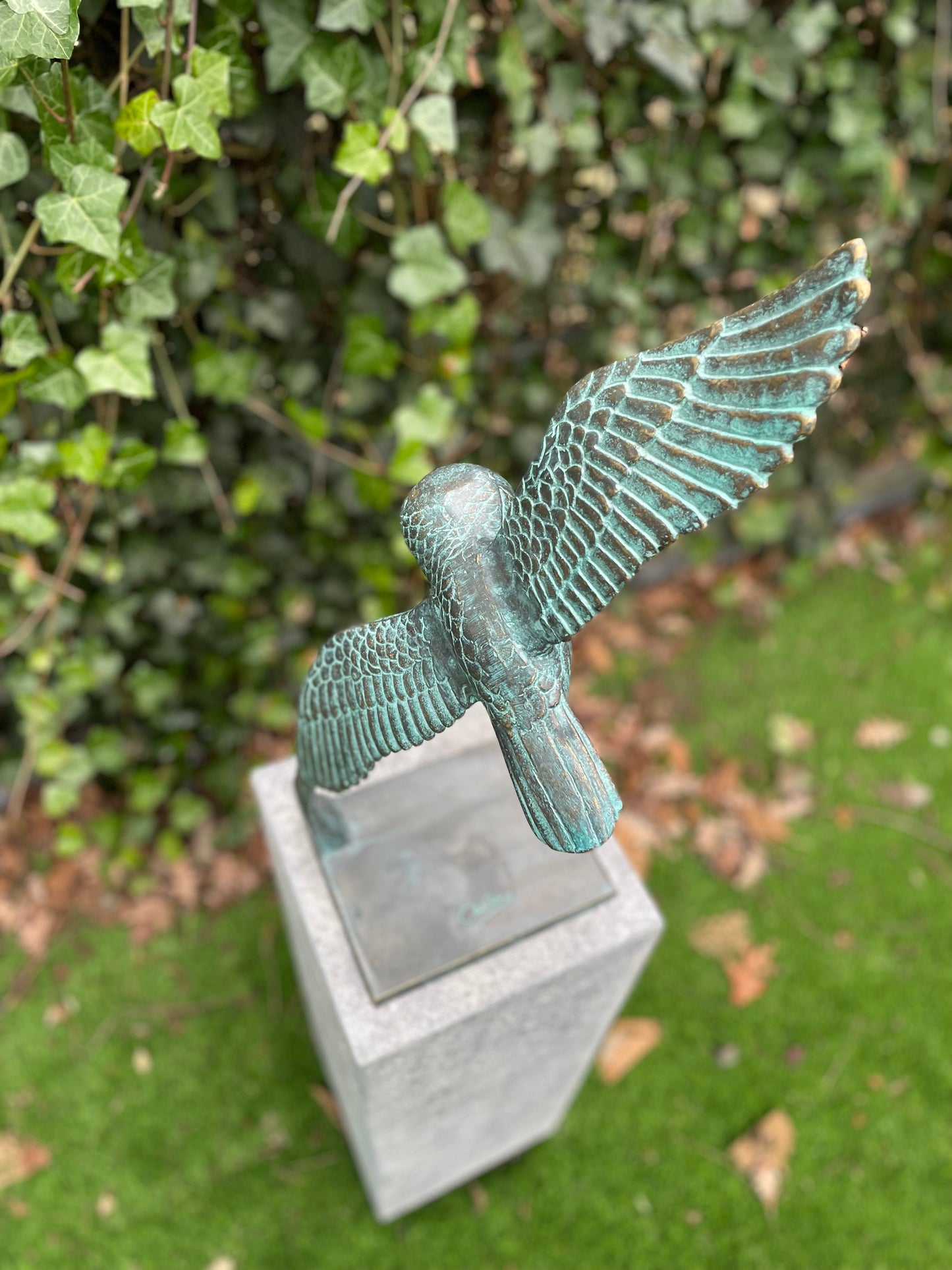 Bronze flying owl - 53x25x17cm