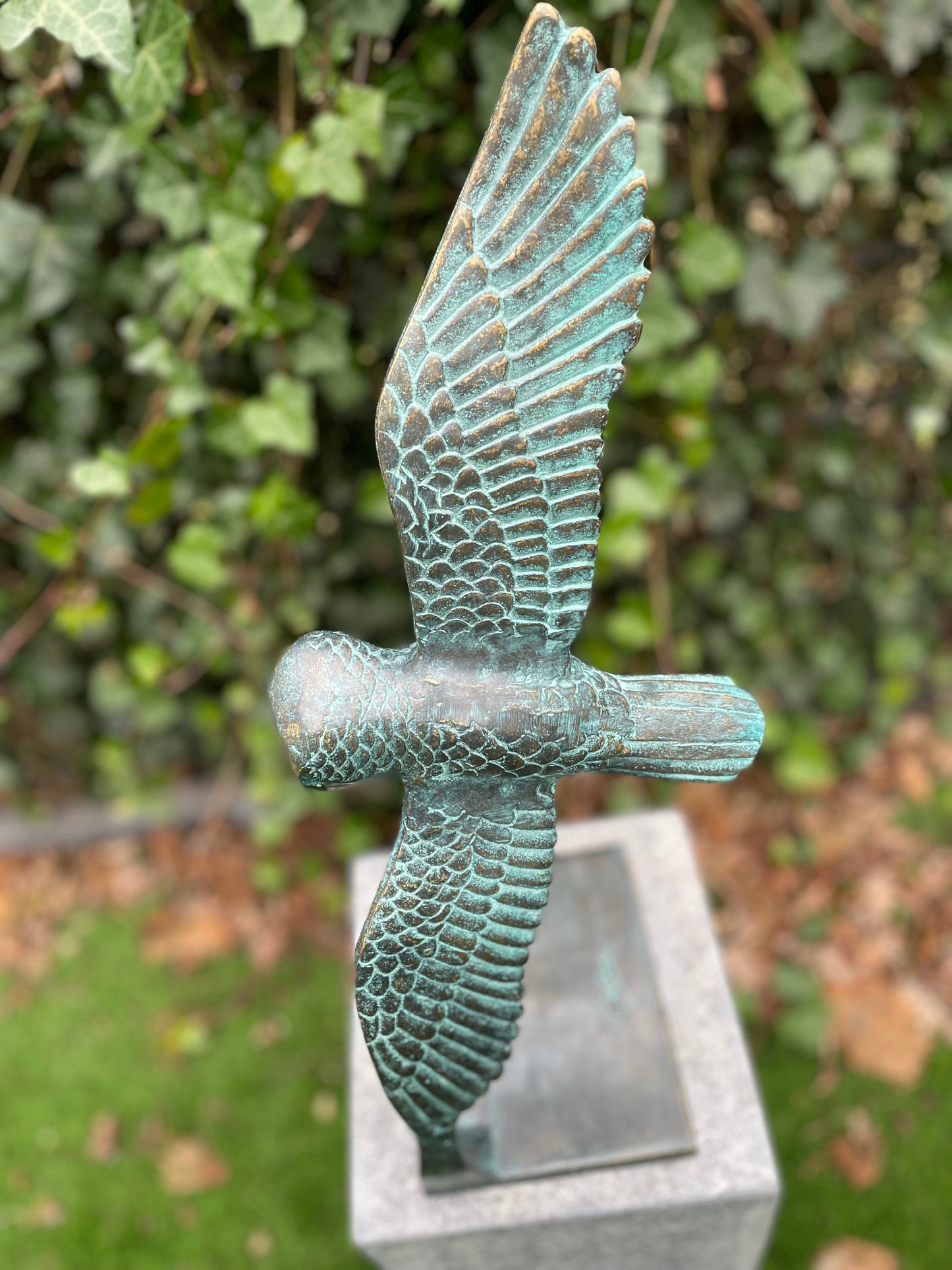 Bronze flying owl - 53x25x17cm